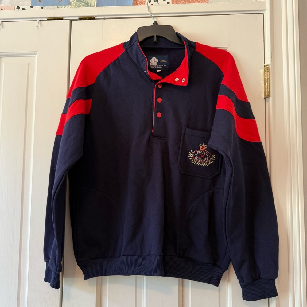 Vintage Proquip Club Elite Crown Edition Navy & Red Sweatshirt Size XL